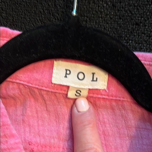 POL NWOT Pink/White Button-Up gauze Shirt w sweater/knit sleeves - Picture 3 of 9